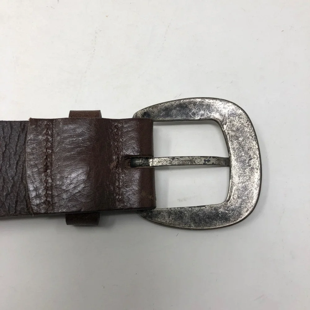 Garnet Hill Belt Womens XL Brown Leather Cutout Leaf Distressed Buckle Canada